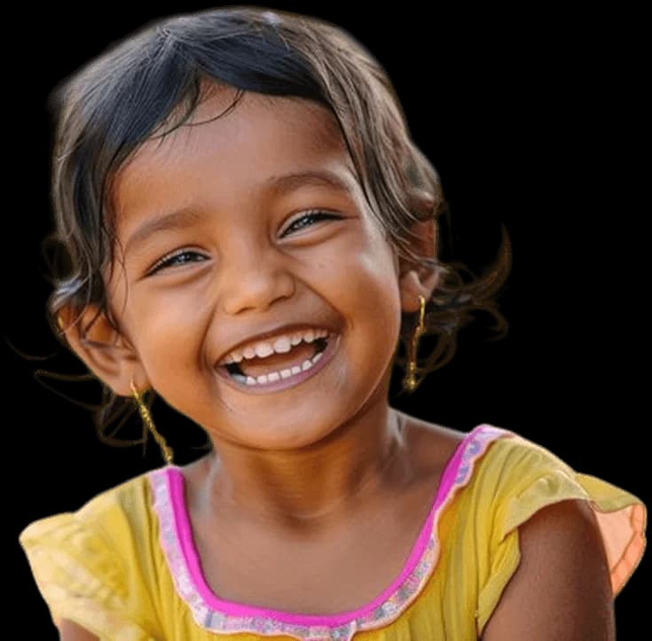 A laughing girl supported by community programs